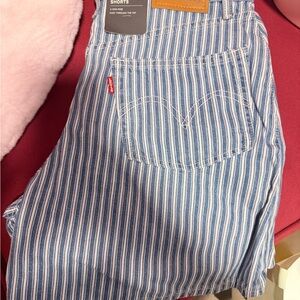 Levi's Blue and White Striped Shorts